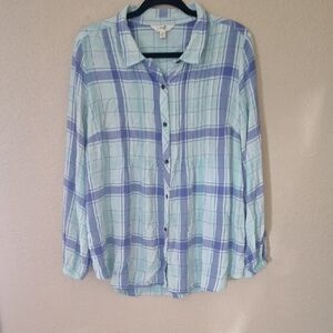 Terra & Sky Mint and Lavender Plaid Top